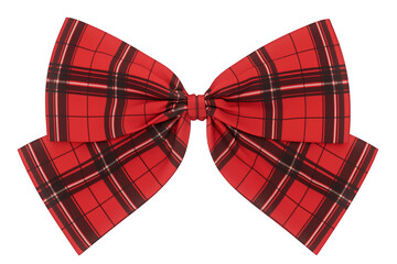 Wall Mural - vibrant red plaid bow with classic tartan pattern, isolated on white background, showcasing its elegant design and festive appeal. Perfect for holiday decorations or gift wrapping. PNG transparent