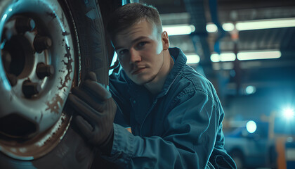 Wall Mural - professional mechanic working in a car service