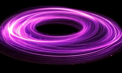 Wall Mural - Abstract purple swirl of light on black background.