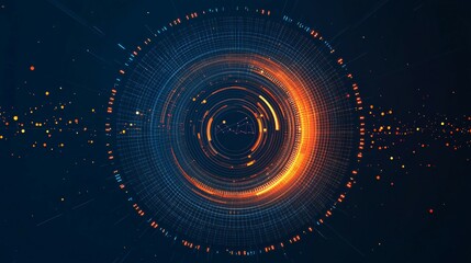 Abstract Digital Data Visualization Rotating Circular Design