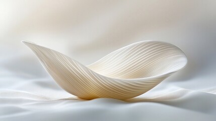 Wall Mural - Elegant white sculptural bowl on fabric.