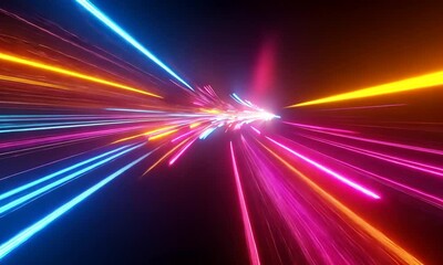 Wall Mural - Abstract speed lines with bright light trails.