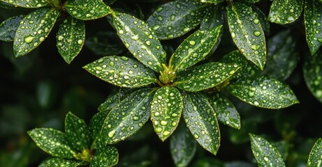 Wall Mural - Green leaves display intricate patterns and textures under soft light in a natural setting