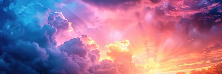 Wall Mural - Twilight Pink. Sunset Sky with Clouds Background for Nature Lovers