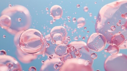 Sticker - Floating translucent bubbles in pink and blue light