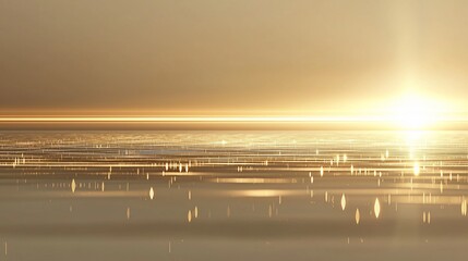 Canvas Print - Golden sunset over calm ocean water.