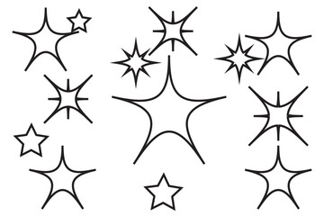 Wall Mural - Retro futuristic bright vector icons collection. Set of original star sparkle shapes. Abstract shine effect vector sign. Glowing light effect, twinkle templates stars and bursts, shiny flash
