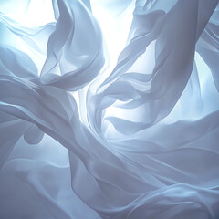 Leinwandbilder - Translucent white fabrics flowing in soft lines and playing with light to create a weightless effect. Light gradients enhance the volume, giving the image grace and serenity
