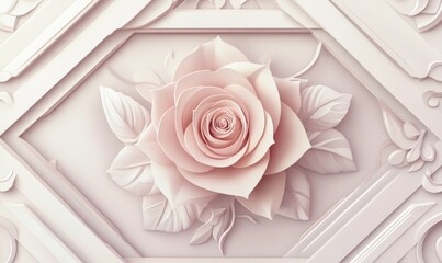 Wall Mural - A rose is drawn on a white background