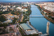 Beautiful sunset over la isla de la Cartuja in Seville, Spain