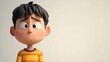 © Jersco - Sad School Student A 3D cartoon character of a young student with a sad expression, shoulders slumped, feeling bullied at school, with a plain white background.
