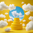 © Lale - Yellow Product Display  Sky View  Clouds  Platform  Stage  Showcase  Presentation  Mockup