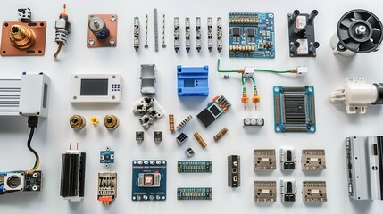Automation system components display isolated on white background