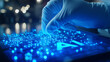 © Kseniya - A scientist's gloved hand interacting with a futuristic AI interface on a glowing digital screen, symbolizing artificial intelligence, innovation, and advanced technology in science and medicine