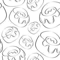 seamless pattern with a simple baking icon, namely a donut with icing drawn in line art style