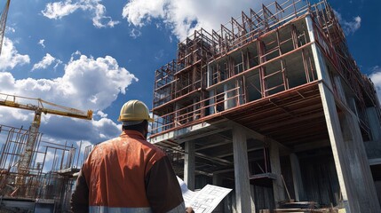 Aufkleber - Engineer looking at building construction.