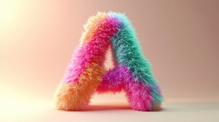 Fluffy Rainbow Letter A - Pastel 3D Font, Colorful, Playful