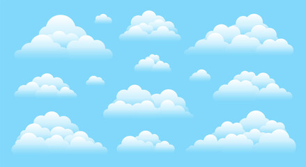 Wall Mural - white fluffy cloud clusters on blue sky. transparent clouds perfect for any background color. light 
