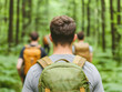 © photobuay - group of friends hiking through lush green forest, enjoying nature and adventure together