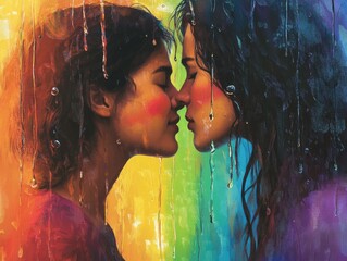 Wall Mural - Two women kissing