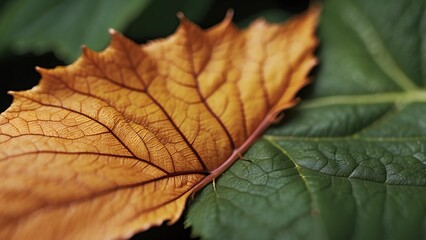 A detailed view of a leaf’s edge showing its unique textures