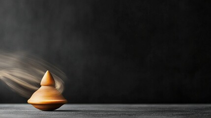 Canvas Print -   Wooden incense burner on table with smoke emanating from top against dark background