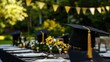 © milenialdesastudio - Outdoor graduation celebration table setting.