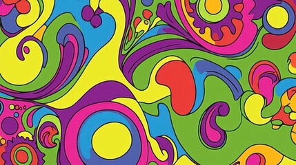 Wall Mural - psychedelic vibrant swirls and shapes background.