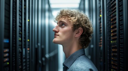 Data anlytics, AI and database management technology. IT specilist working on digital tablet connecting with cloud server and data center, technology background. data science and engineering