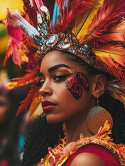 Woman with feathered headdress