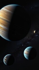 Wall Mural - three planets are shown in the sky, with one of them being a large planet