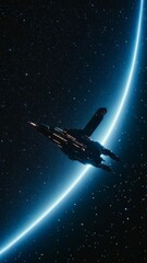 Wall Mural - a space ship is flying through space