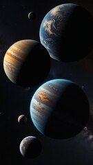 Wall Mural - four planets in the sky, one of which is jupiter