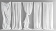© Thiago - Elegant white sheer curtains bundle, different drapery styles, semi-transparent. Diaphanous. Illustration