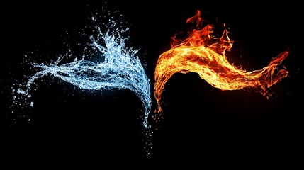 Wall Mural - Abstract image of fire and water clashing.