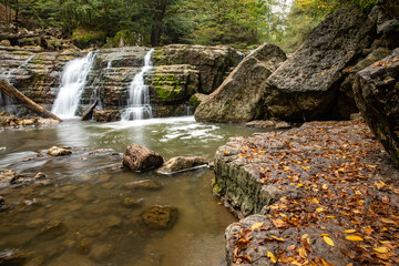 Wall Mural - waterfall in forest in nature.