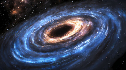 Wall Mural - A mesmerizing display of swirling blue particles creates a cosmic vortex in deep space. Vortex. Illustration