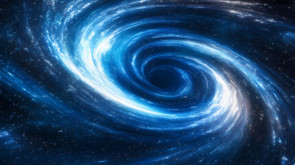 Wall Mural - A mesmerizing display of swirling blue particles creates a cosmic vortex in deep space. Vortex. Illustration