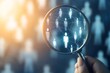 © Mikhail Vorobev - Magnifying glass highlighting manager icon among employee symbols in hr management concept
