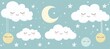 © Ilja - Cute Sleeping Clouds and Planets, Nursery Room Wallpaper Design with Celestial Elements.
