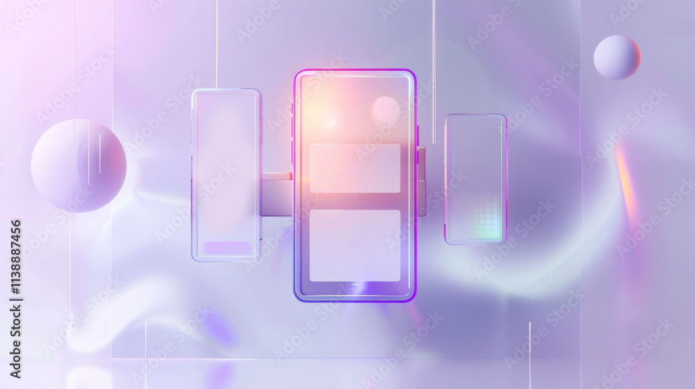 Sleek modern interface showcases floating UI elements enhanced by a ...