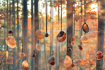 Poster -  a diy shell wind chime project showcasing beautiful wind chimes made from