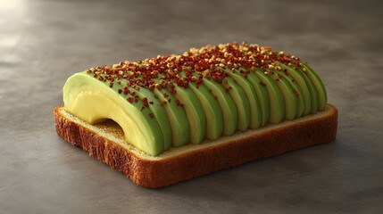 Wall Mural - A stylized dessert resembling avocado on toast with colorful toppings.