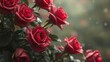 © Rossanun - Crimson Valentine roses, glistening dew drops, red,blossom,red petals
