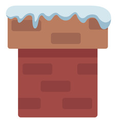 Wall Mural - Flat icon of chimney with snow isolated on white background.