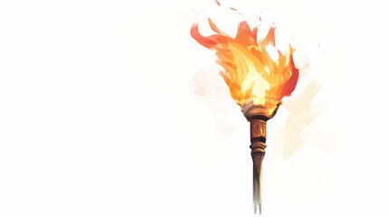 Wall Mural - a dynamic image of a flaming torch on a white background, capturing the energy and light of a fire s