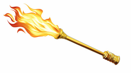 Wall Mural - a dynamic image of a flaming torch on a white background, capturing the energy and light of a fire s