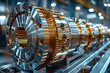 © derfalz - Hightech energy sector component made from brass displayed in a modern industrial environment precision engineering metallic textures clean background natural light