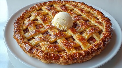 Wall Mural - Delicious apple pie with vanilla ice cream.