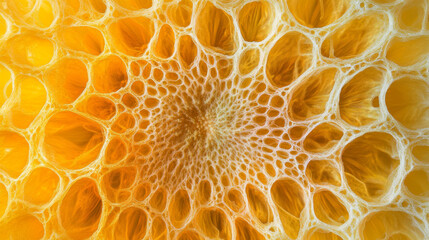 Golden Flower Xylem: Macro Photography of Intricate Cellular Structure